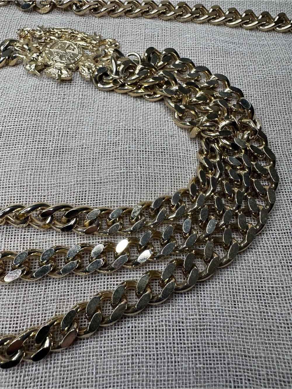 VTG Accessocraft NYC  Medallion Swag Chain Belt 70s 80s